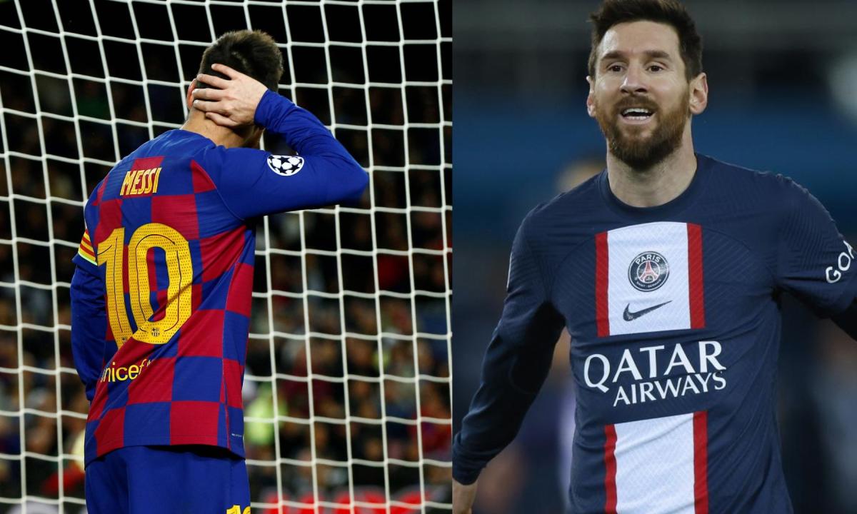 Lionel messi playing for barca and psg